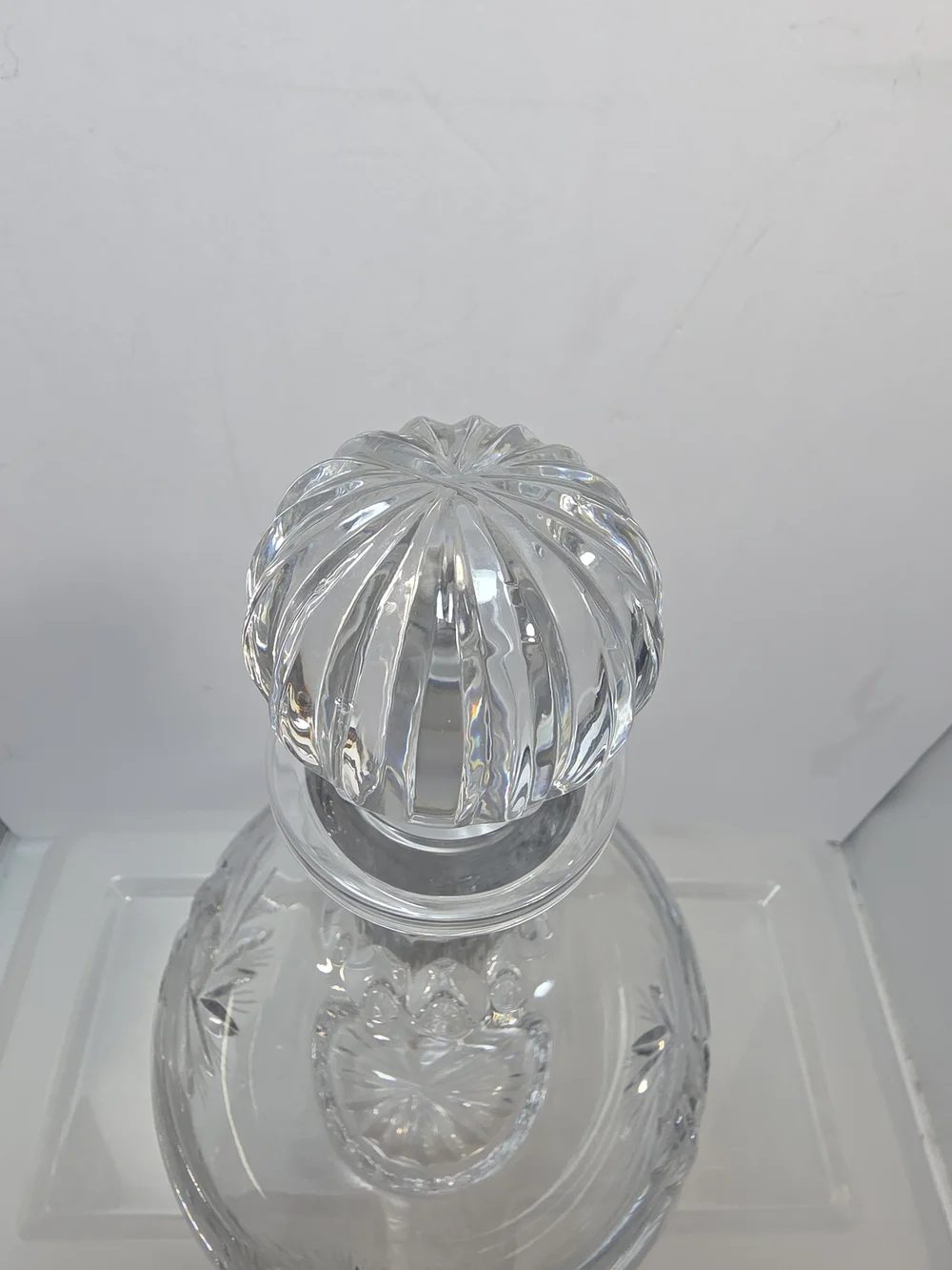 Vintage Cut Crystal Pinwheel Liquor Whiskey Decanter With Stopper 10”